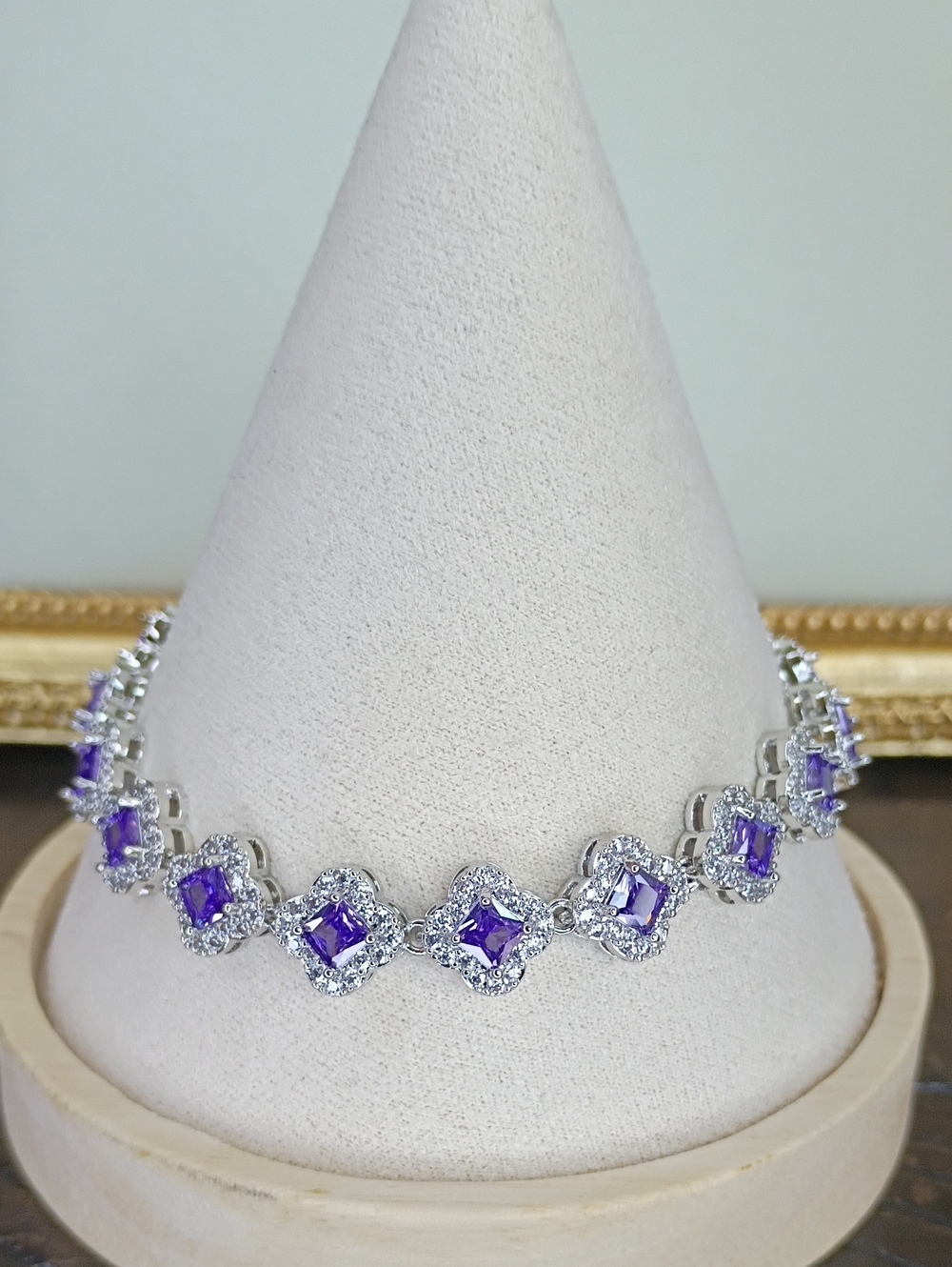 New Purple Halo Tennis Bracelet - Silver Tone 🚨